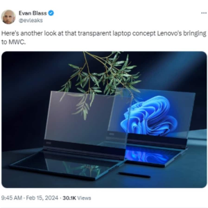 Lenovo transparent laptop coming soon! Design leaked on social media